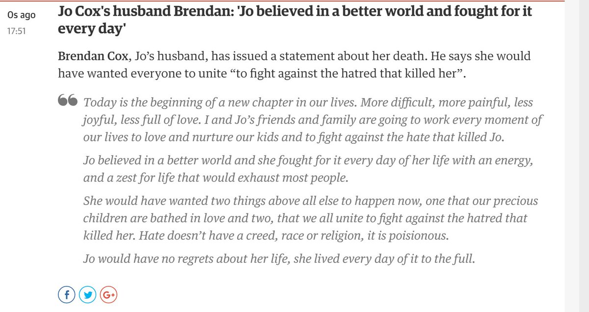 katebevan's tweet image. .@MrBrendanCox's statement. Such dignity.