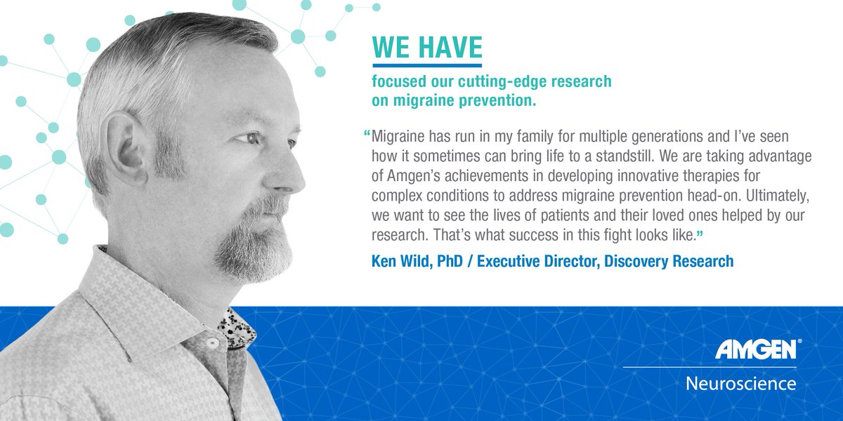 Amgen's tweet photo. WE HAVE focused our cutting-edge research on migraine prevention #migraine #MHAM https://t.co/fLnwP9dJvC