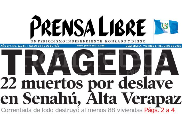 prensa_libre's tweet photo. #FueNoticia en 2005: Tragedia en #Senahu #AltaVerapaz deja 22 muertos. Lea más detalles: https://t.co/TDkZXyw03A https://t.co/JgD5nz5w1S