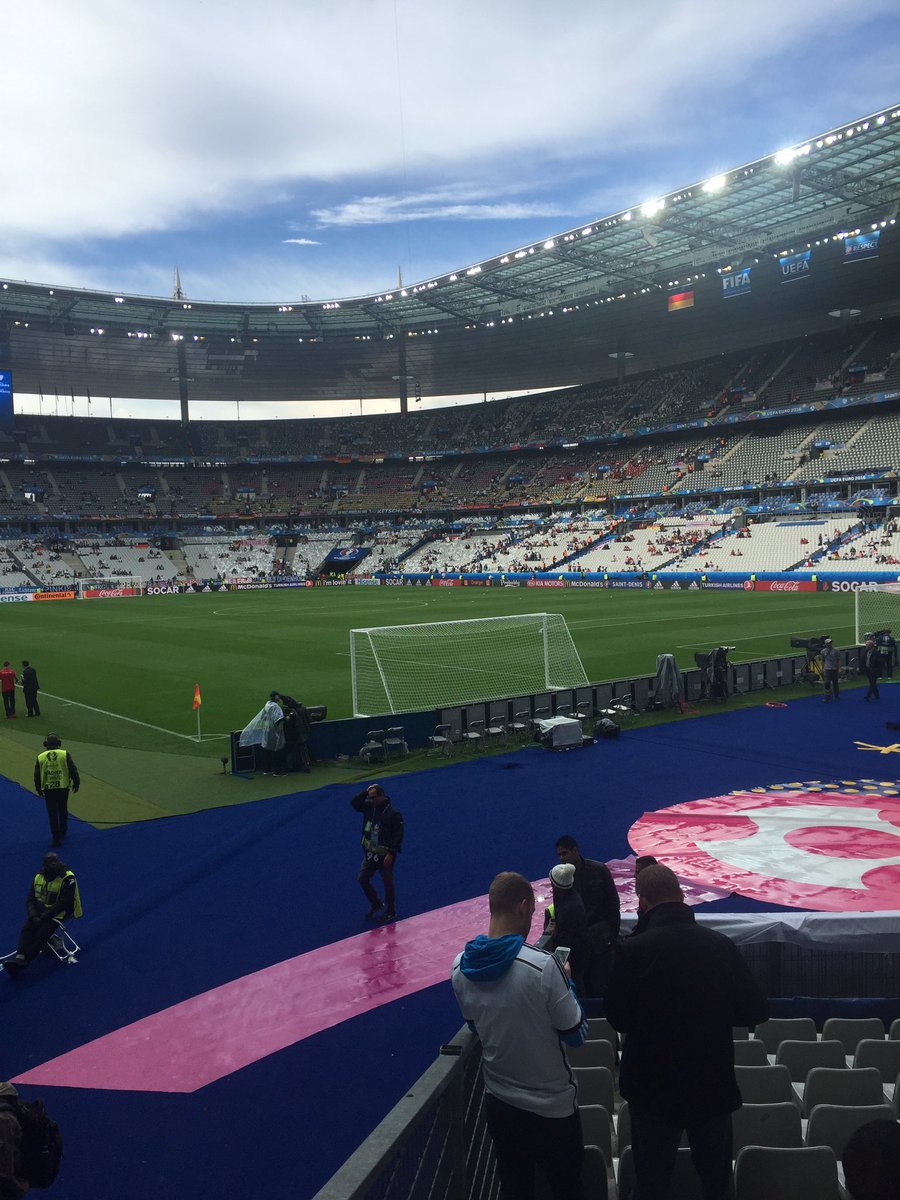 In the ground and ready for a cracking game. This is one impressive stadium #Euro2016 #Paris #GERPOL