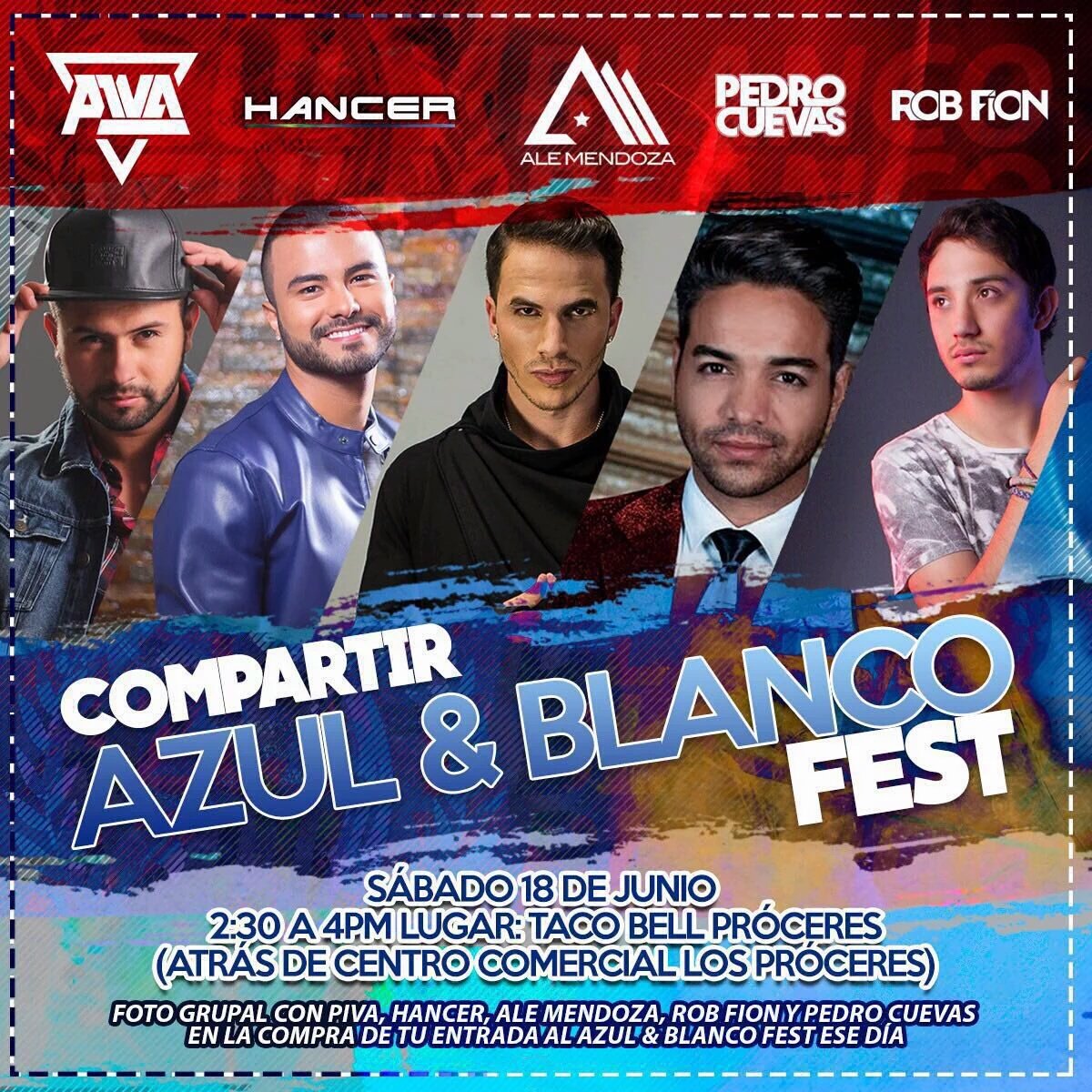 DiegoCol8's tweet photo. #AzulBlanco @PivaMusic @HANCEROFICIAL @ALEMENDOZA_GT @PEDROCUEVASGT @robfion // @aleprahl @TacoBellGuate 18/06 https://t.co/JMEaiTi3Ev