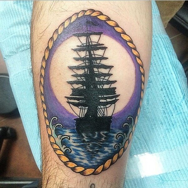 Neo traditional ship tattoo on the legs done by eddieczaicki   wwwotziapp  Traditional ship tattoo Traditional nautical tattoo Pirate  ship tattoo traditional