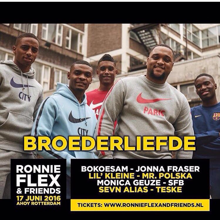 De boys van <a href="/Broederliefde/">Broederliefde</a> staan vrijdag 17 juni in Ahoy Rotterdam samen met <a href="/RonnieFlex2907/">Ronell Plasschaert</a> &amp; Friends
