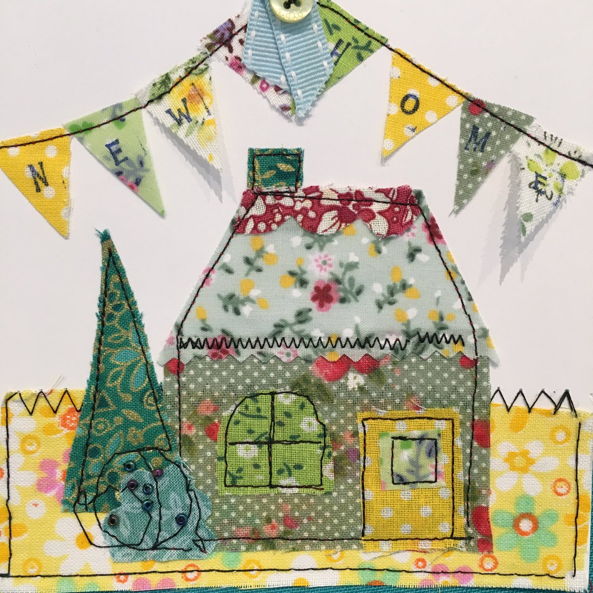 Appliqué on to card - want to have a go? Coming soon!