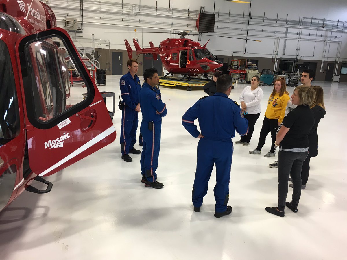 MarkOddan's tweet photo. Students from @EDFeehanHS visited @STARSambulance #yxe today to learn about careers in emergency medical care. https://t.co/NkIyoMFyep