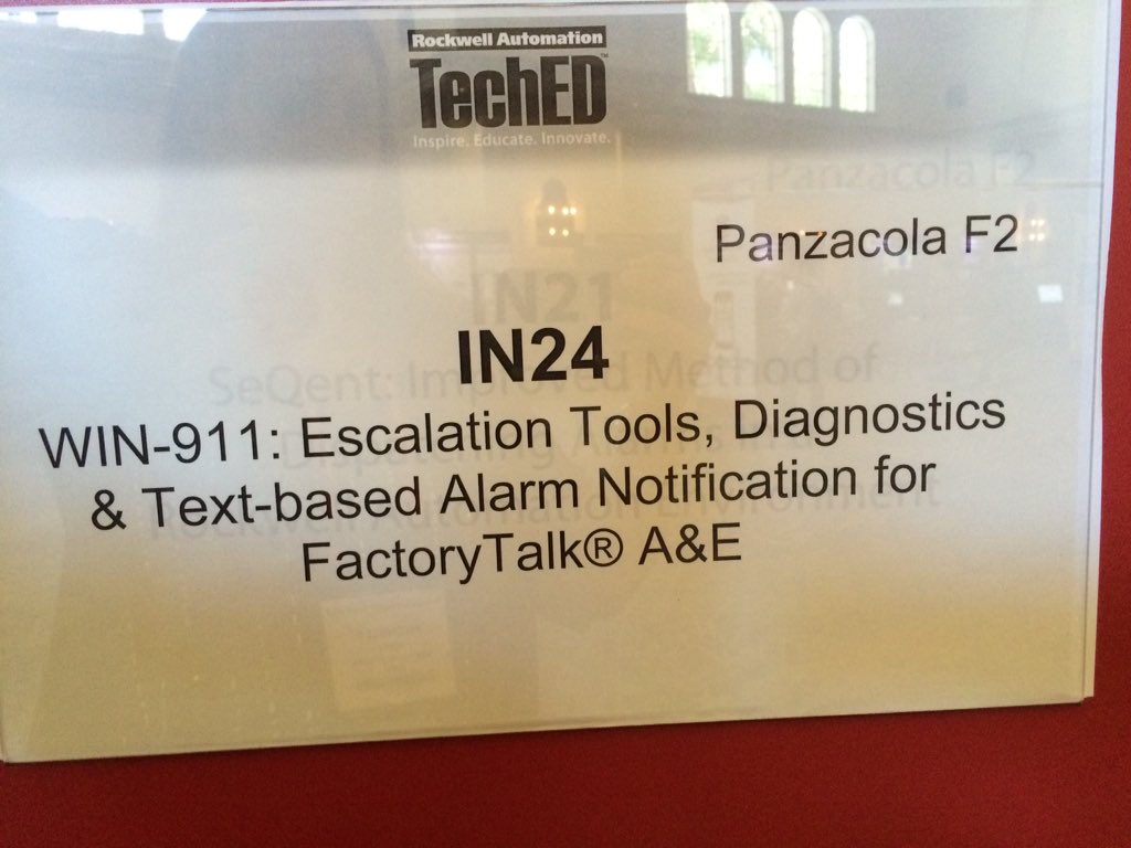 iamthecreative1's tweet photo. Have alarm questions? Frank Grygier of #WIN911 is speaking about Alarm Notification for FactoryTalkA&amp;E. #ROKTechED https://t.co/4Jfl2onWmw