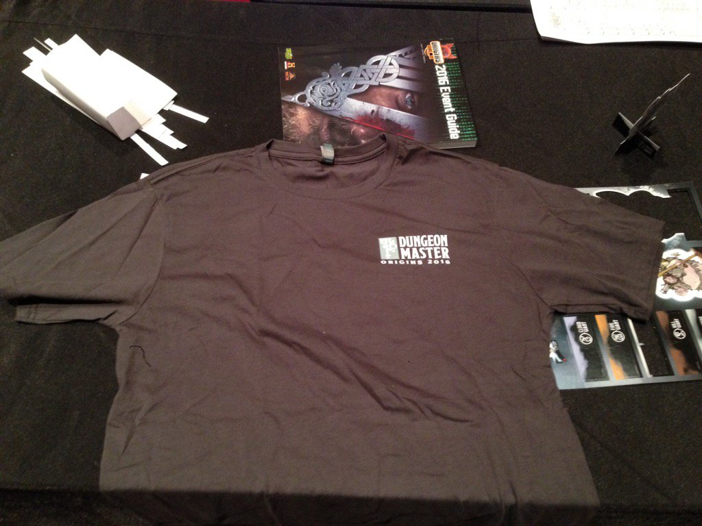 mikemearls's tweet photo. One more piece of swag at #origins2016 - DMs receive a free t-shirt. https://t.co/mHEyTT0GCr