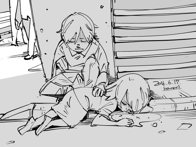 お絵描き:路上の酔いカップル(表示制限あり 