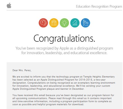 <a href="/Temple_Heights/">THELeadershipAcademy</a> is named Apple Distinguished School for Innovation, Leadership and Educational Excellence! Bravo!