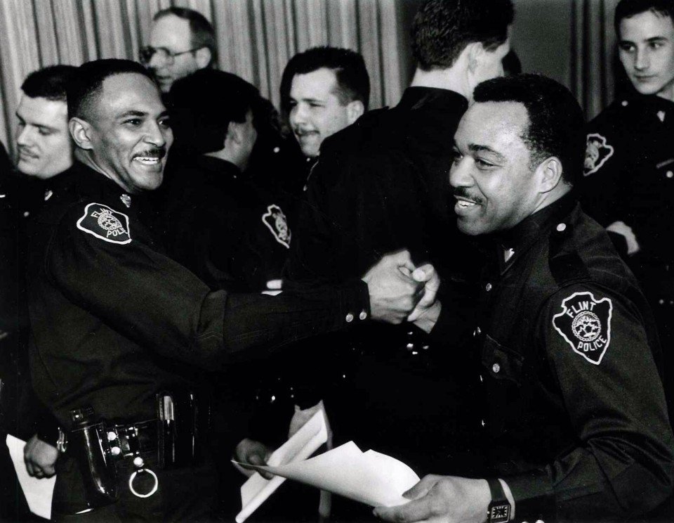 HastingsHTS's tweet photo. All smiles at the #police academy graduation, Flint City Hall, 1991. @FlintPoliceDept.
#PoliceTBT #policethrowback https://t.co/29uv5xF0f9