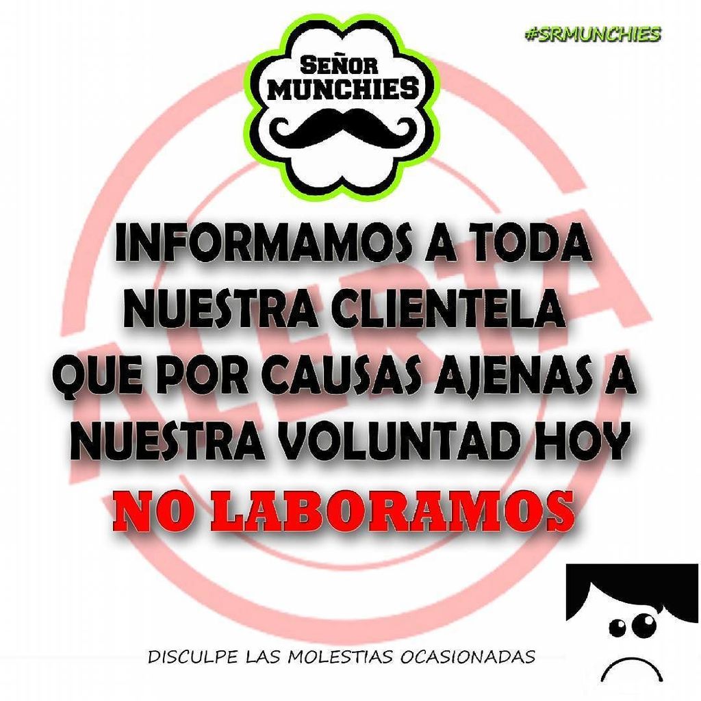 SrMunchies's tweet photo. ¡ALERTA! Señor Munchies pide disculpas a toda nuestra clientela, esperando que se mantenga… https://t.co/ieHNa0yf40 https://t.co/FNb1fHKOXu