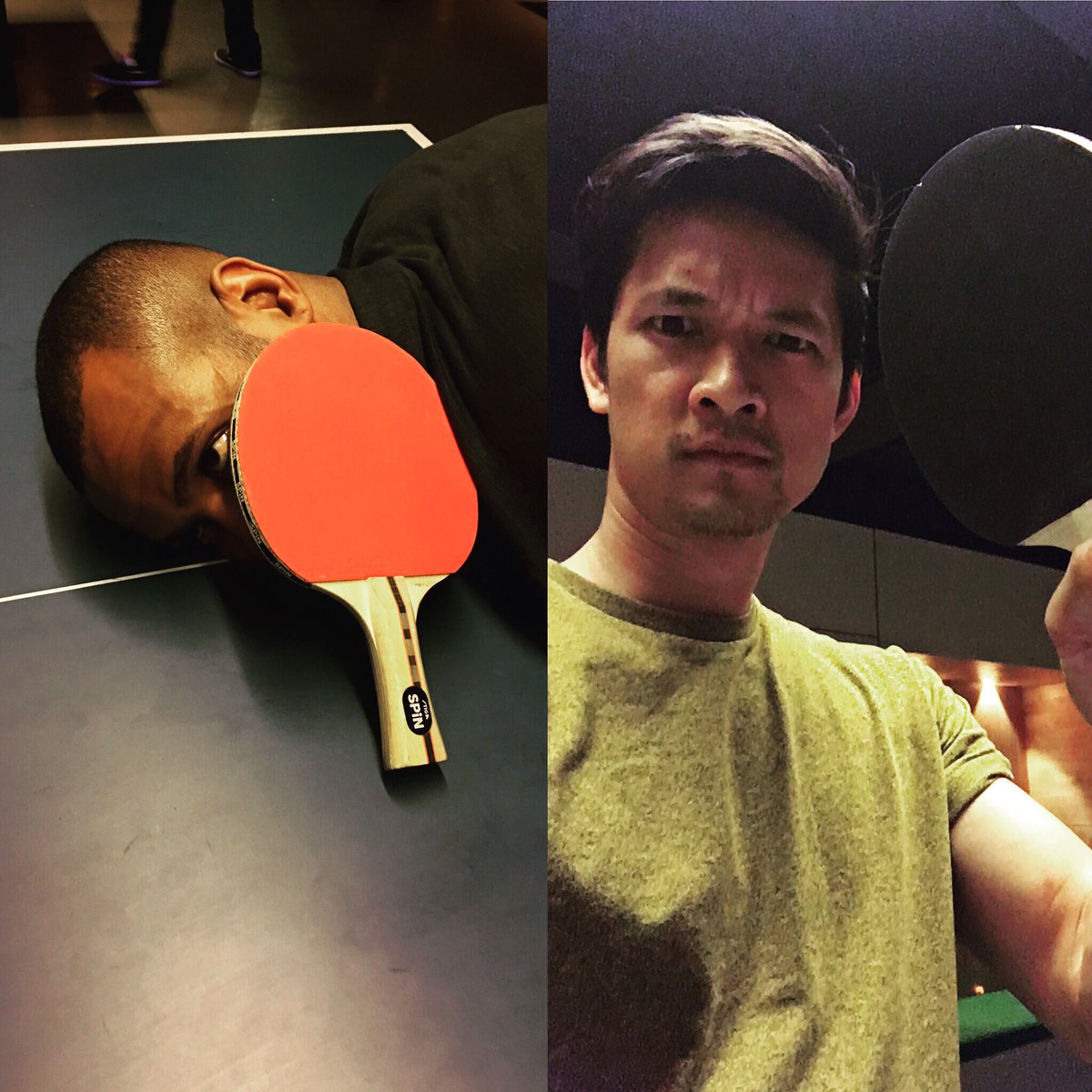 HarryShumJr's tweet photo. The result of our ping pong match last night. @isaiahmustafa https://t.co/9AxeJuQ7xB https://t.co/lFurME8k6F