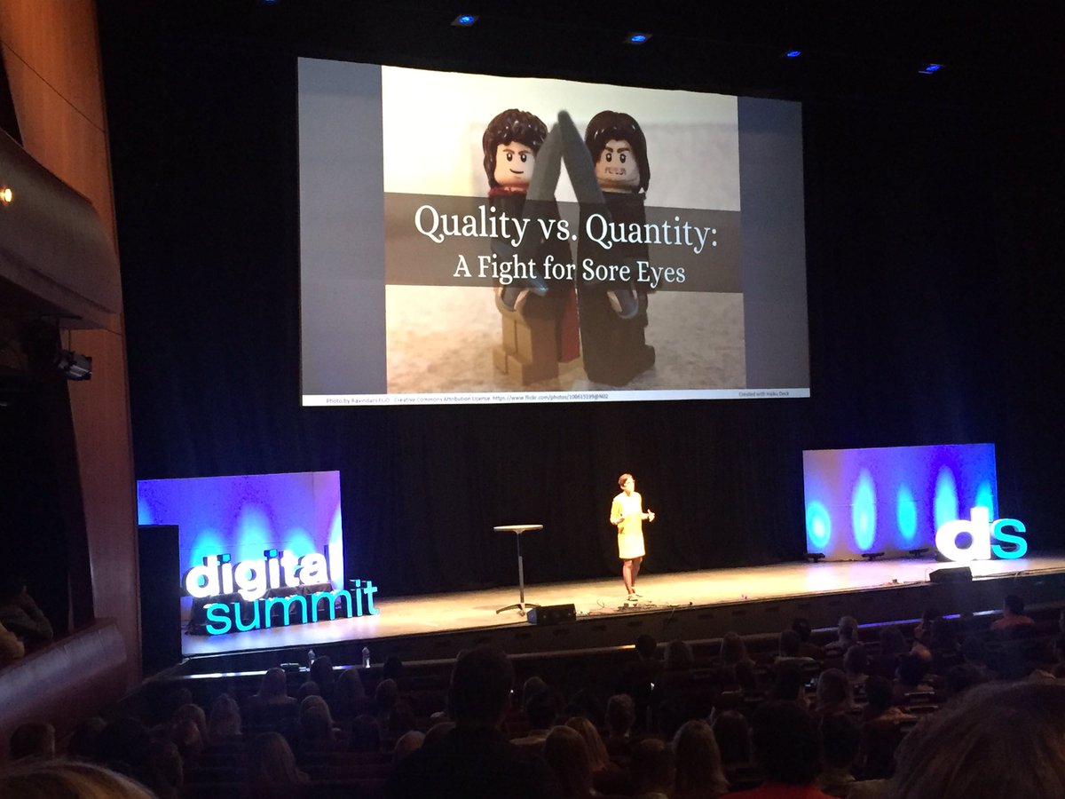 BMDInc's tweet photo. Let's talk content quality vs. quantity @annhandley #DSDEN16 @DigSumDenver https://t.co/4VSjIoIblo