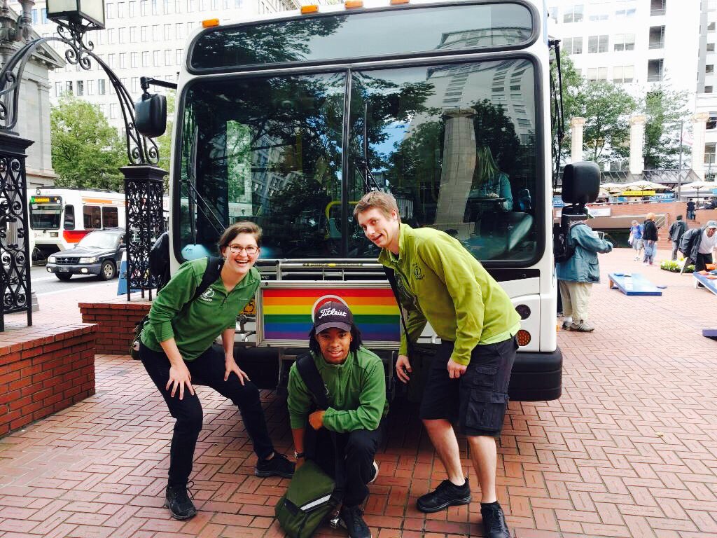 AmbassadorsPDX's tweet photo. The #SidewalkAmbassadors were looking sharp @trimet's #HowWeRoll photo event @thesquarepdx today! So much fun. https://t.co/8Y79AAAj32
