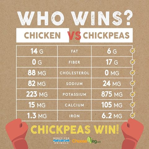 MercyForAnimals's tweet photo. Chicken vs. Chickpeas 🏅 #GoVegan https://t.co/CSGlrdczBA