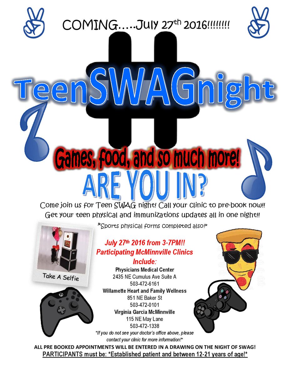 SNACKProgram's tweet image. Need a teen physical exam before the next school year? July 27 is #TeenSWAGnight in Mac! Book an appointment today!