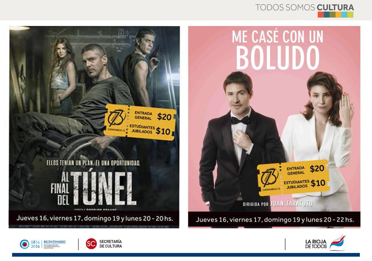 GobDeLaRioja's tweet image. ¡#Finde de Película🎞 ! Disfrutá en #Espacio73 de #MeCaseConUnBoludo y #alfinaldeltúnel ¡No te lo pierdas!