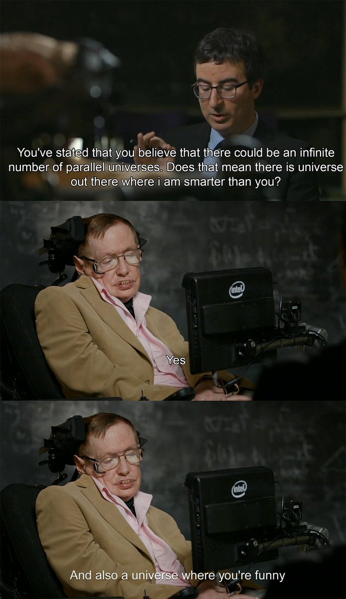AsapSCIENCE's tweet photo. Stephen Hawking is a real sass monster. (via @LastWeekTonight) https://t.co/uH72GFqf5D