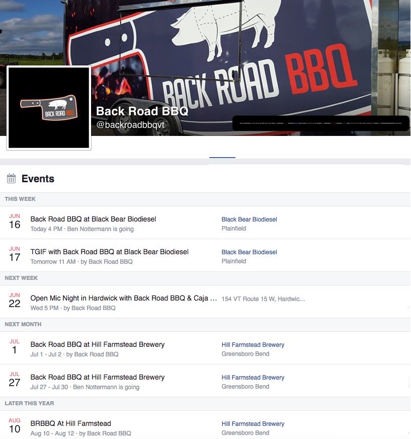 backroadbbqvt's tweet photo. Upcoming confirmed #BBQ events with many more to come! #EatLocalVT #Vermont #HillFarmstead https://t.co/nCg2QB3bcw