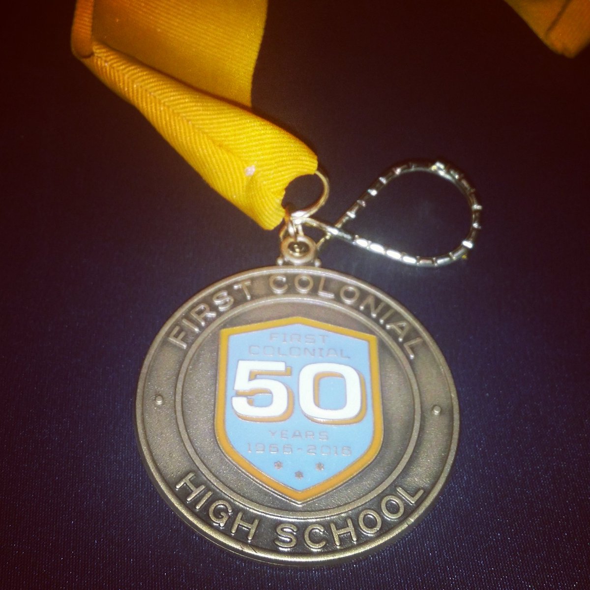 vbschools's tweet photo. Every graduate from #FirstColonial received this 50th anniversary medal to wear at graduation. #vbcpsgrad https://t.co/jqnjuGKoEj