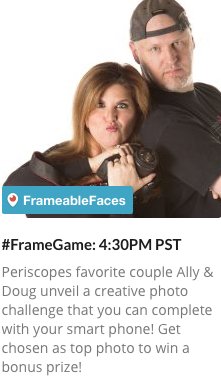 FrameableFaces's tweet photo. 2 hrs 'til #FrameGameRoll on #Periscope! Register at https://t.co/9ZIxog16vx & join us at 7:30EST! @PlayForStuffTV๐ท๐ https://t.co/KgZhBhWRcy