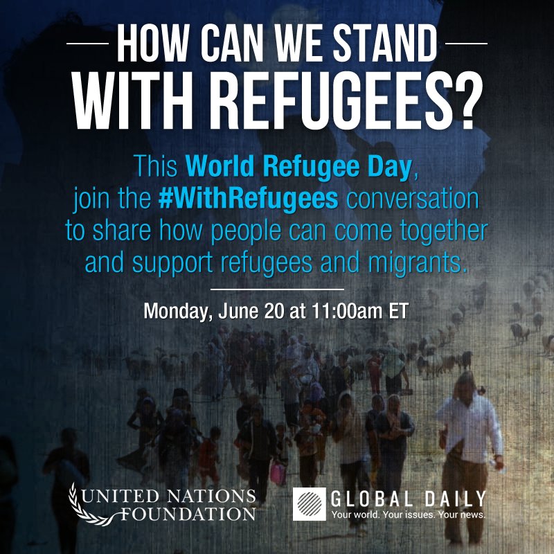GlblCtzn's tweet photo. How can individuals help #refugees? Share your ideas in the #WithRefguees chat: 6/20 at 11amET! https://t.co/At4BznoCZt