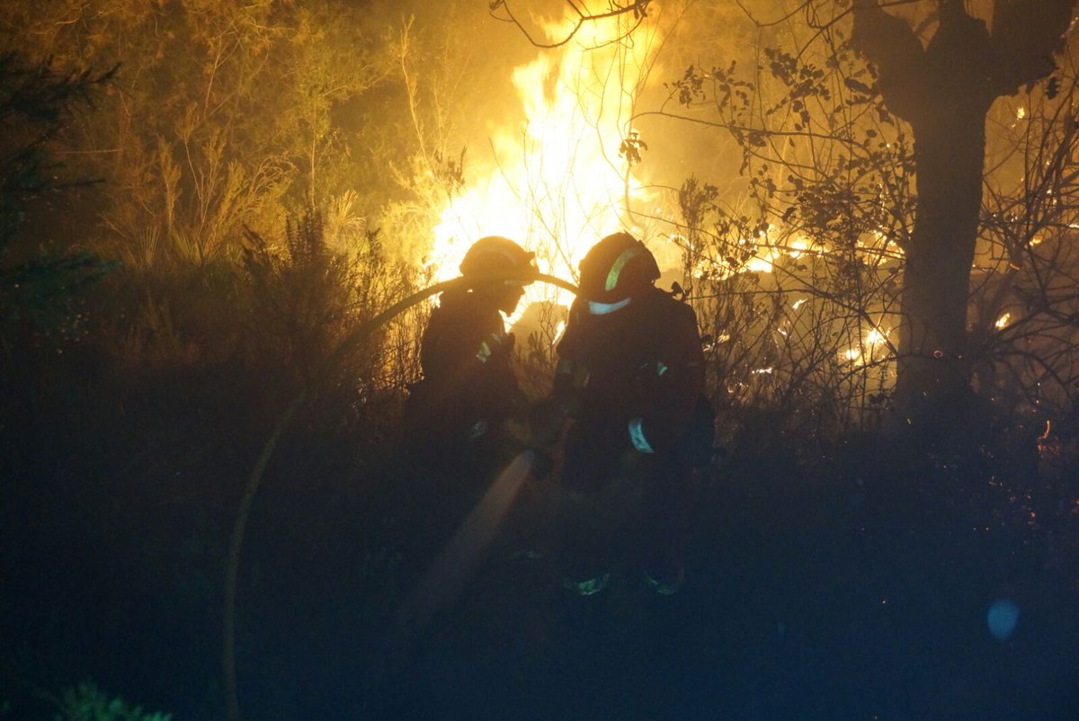 UMEgob's tweet photo. #IFBolbaite Noche intensa de trabajo en #Sellent realizando labores de ataque directo contra el fuego https://t.co/pHiqMOvdgQ