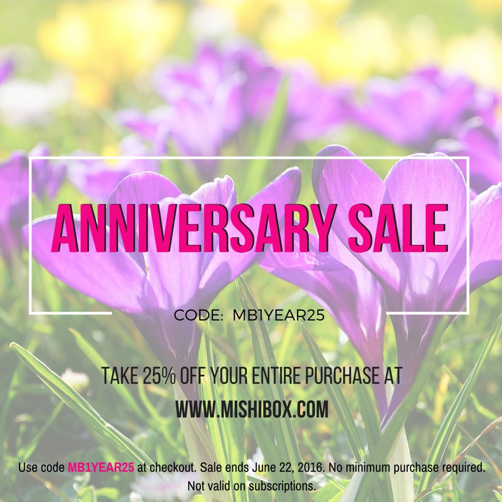 Don't miss our #anniversary #sale Thanks for a great first year! #MISHIBOX #kbeauty #subscriptionbox #subscription 🎉
