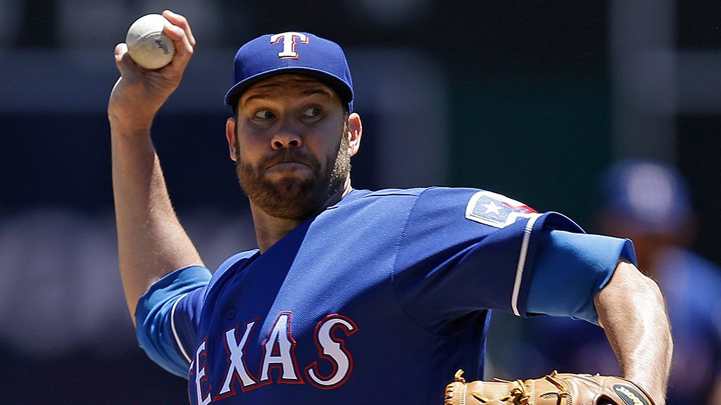 MLB's tweet photo. Colby Lewis is THREE OUTS AWAY from a no-hitter: https://t.co/v7HtkJV8OV 

😜🔥👊 https://t.co/shjJNQinnx