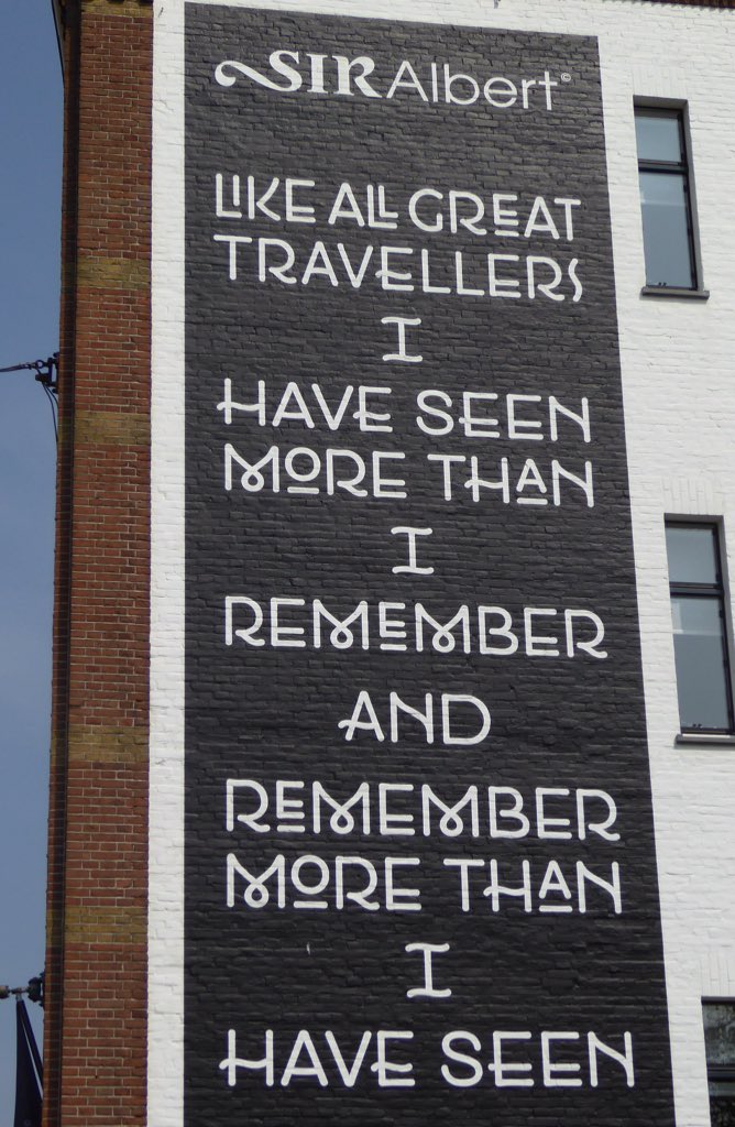 JR_justJR's tweet photo. On the wall of the #SirAlbert hotel in #amsterdam 
(Benjamin Disraeli) https://t.co/AyPFPLAhRv