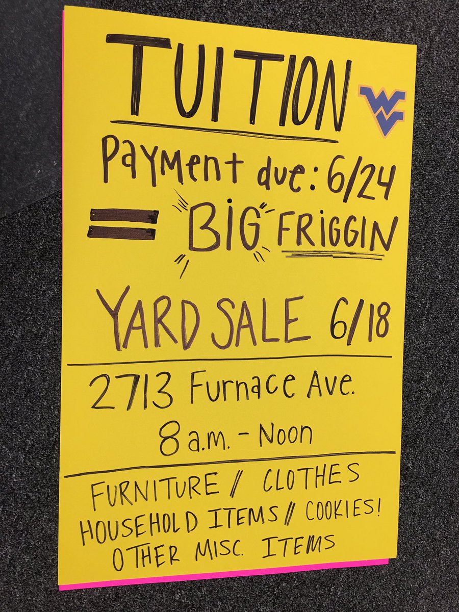 T_Funch's tweet photo. We left my sister in charge of yard sale signs... https://t.co/2fit1KbIyh