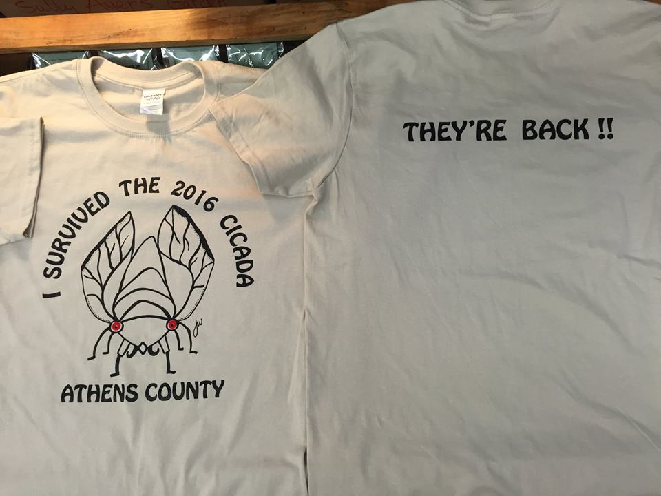 BugswithBekka's tweet photo. Visiting for the 2016 #Magicicada #BroodV? Get a T-shirt from @WhitesMillFarms! #gottaloveit #Entomology #WorldEnto https://t.co/Cogxo8Rpna