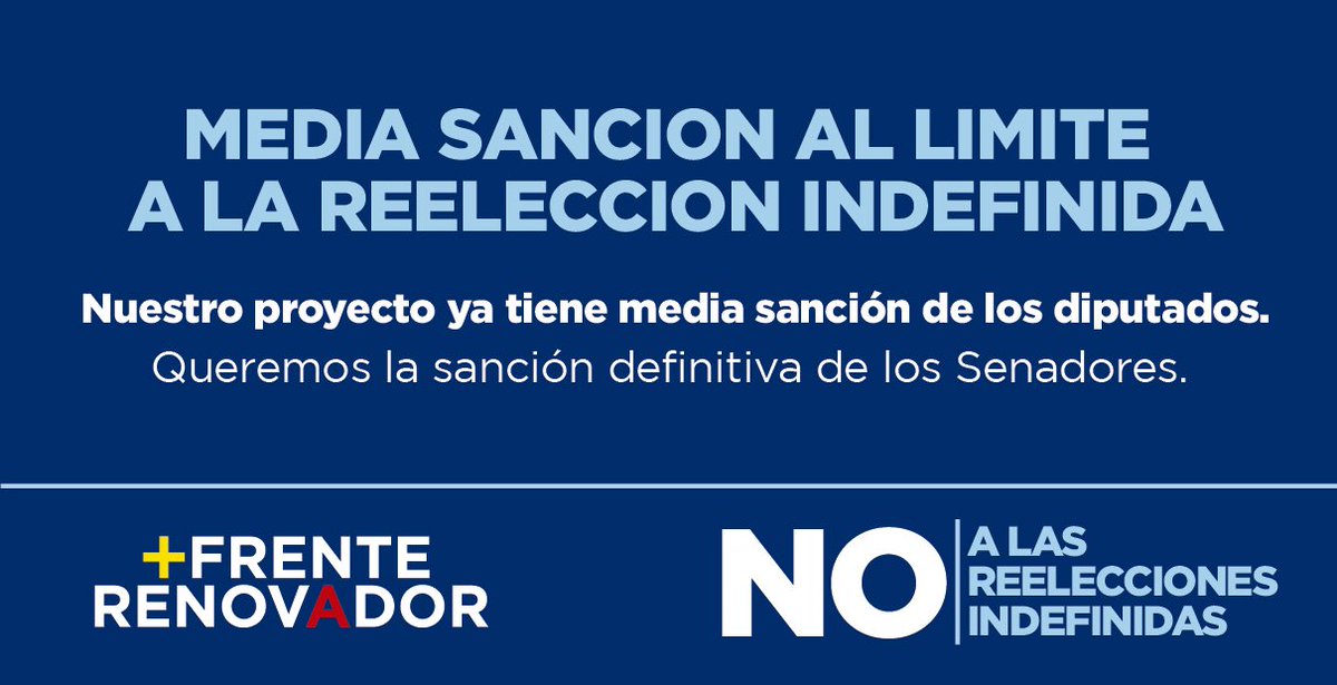 SergioMassa's tweet photo. Ya dimos el primer paso! 
Tiene media sanción nuestro proyecto que le pone fin a las reelecciones indefinidas. https://t.co/i3dDX93ZA9