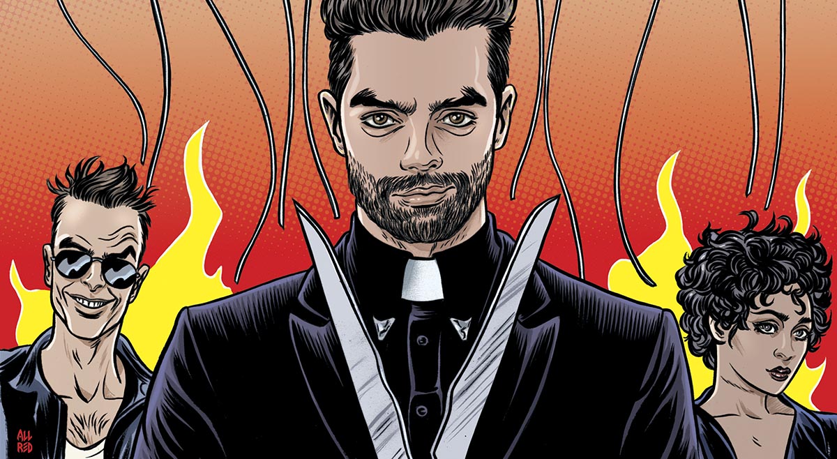 PreacherAMC's tweet image. Silver Surfer/Madman legend Mike Allred puts his pop art spin on #Preacher bit.ly/1Yv42zg