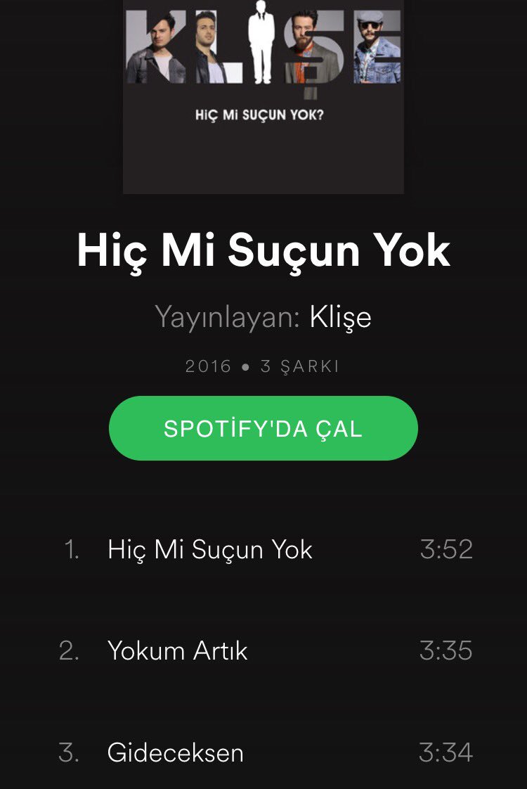 Spotify için " KLİŞE " vakti!
#Klişe #Spotify #HiçmiSuçunYok #YokumArtık #Gideceksen #3Adım