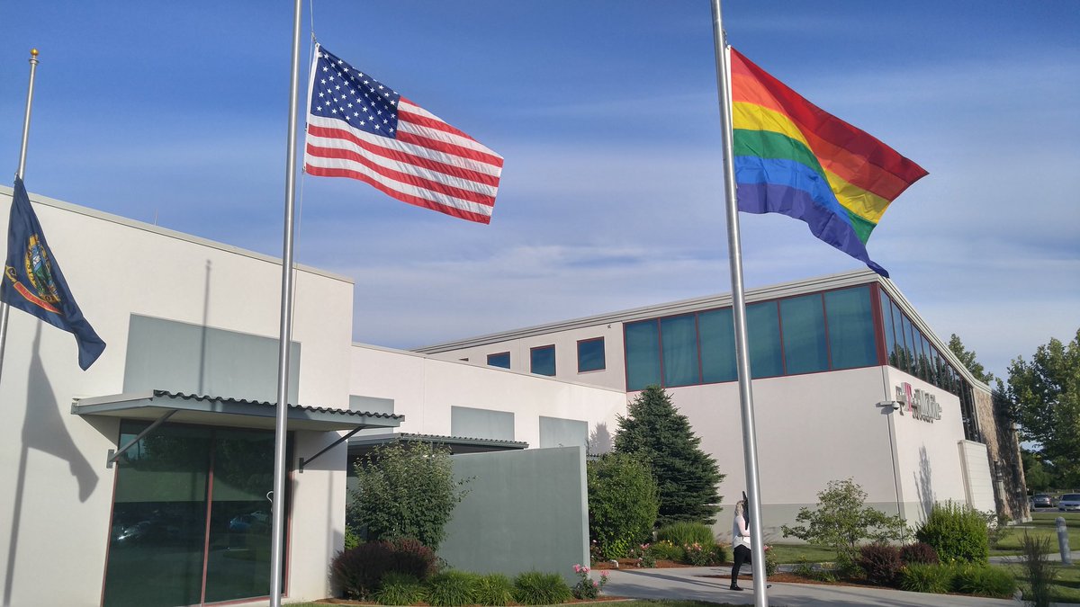 RyanRIdaho's tweet photo. Not to many companies that would take down their logo flag & show support for equality. #magentapride #208Pride https://t.co/s8y1hIo49K