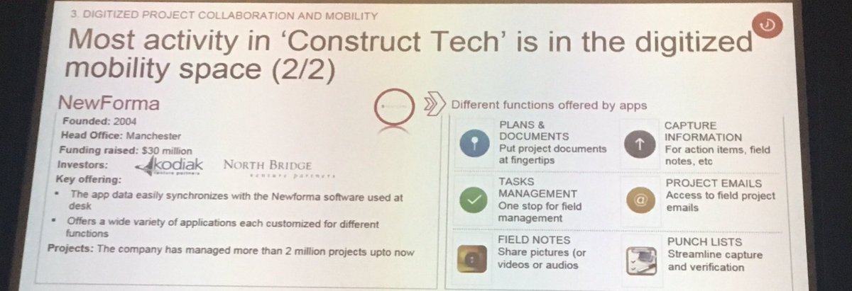 Newforma_HoldCo's tweet photo. Mukund Sridhar of @McKinsey highlights @Newforma as leader in #construction #tech #mobility #constructiontechsummit https://t.co/mtfn2t2NDM