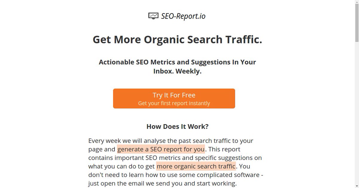 problemsolvedco's tweet image. SEO-Report.io @SEOReportIO - Actionable SEO Metrics In Your Inbox. Weekly.