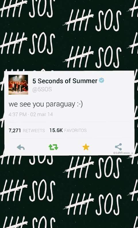 EiriSotelo's tweet image. #TBT  #5sospy #5SOS Greetings from Paraguay @5SOS  Paraguay loves them😍😍😍