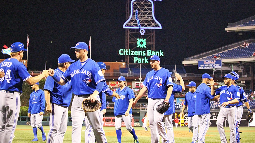 BlueJays's tweet photo. Leaving Philly with a W. #OurMoment https://t.co/4sL7eUiA3i