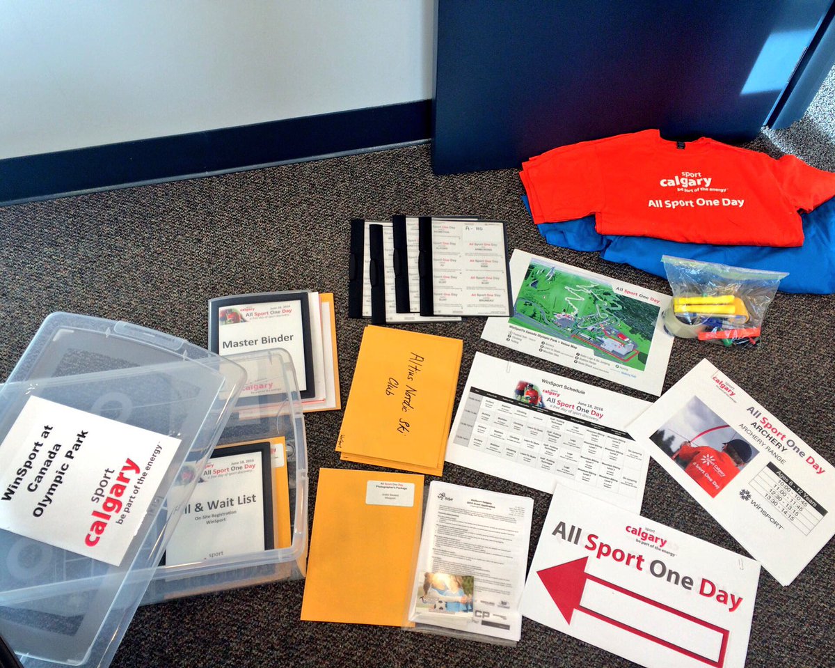 SportCalgary's tweet photo. 12 customized #ASODay facility event packages ready for delivery tomorrow! #AllSportOneDay #BringOnSaturday #YYC https://t.co/V4zvi8eEuH