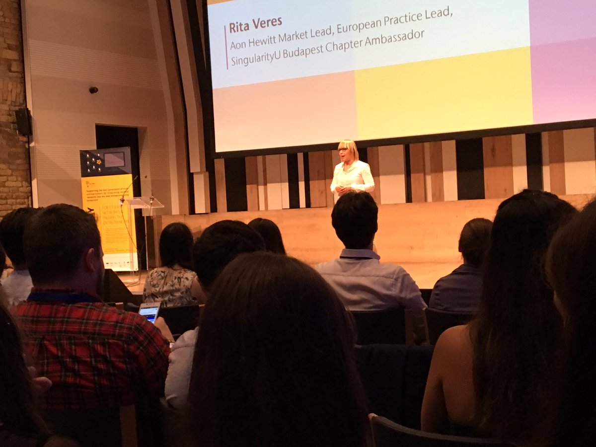 My_WayProject's tweet image. Rita Veres is introducing @singularityu @#StartUPest conference