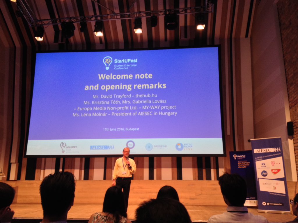 My_WayProject's tweet image. Welcome to #StartUPest!! Enjoy today&apos;s talks on #Yentrepreneur! #StartupEU