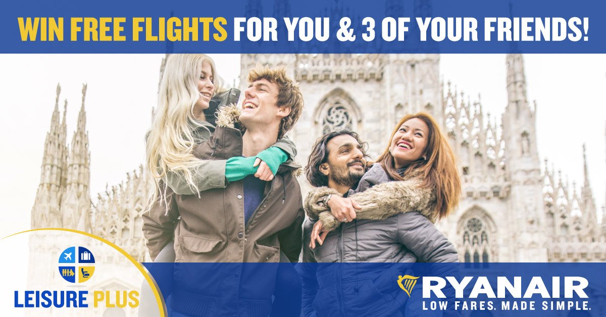 Winner announced MONDAY! Free flights for you &amp; 3 mates? To win simply follow us &amp; RT this post #LeisurePlus