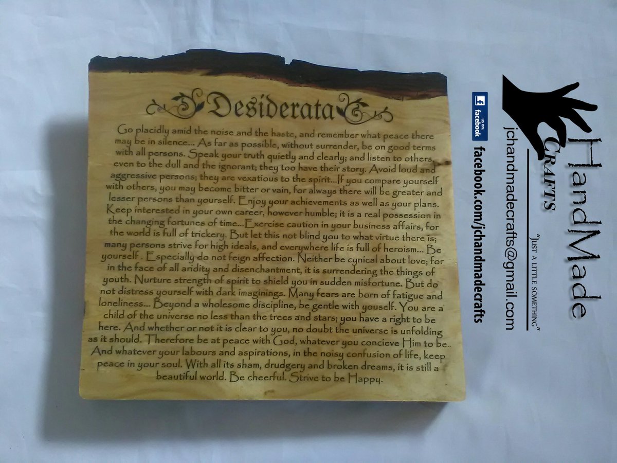 Hand_MadeCraft's tweet image. Our stunning #wooden #handmade #desiderata #plague.