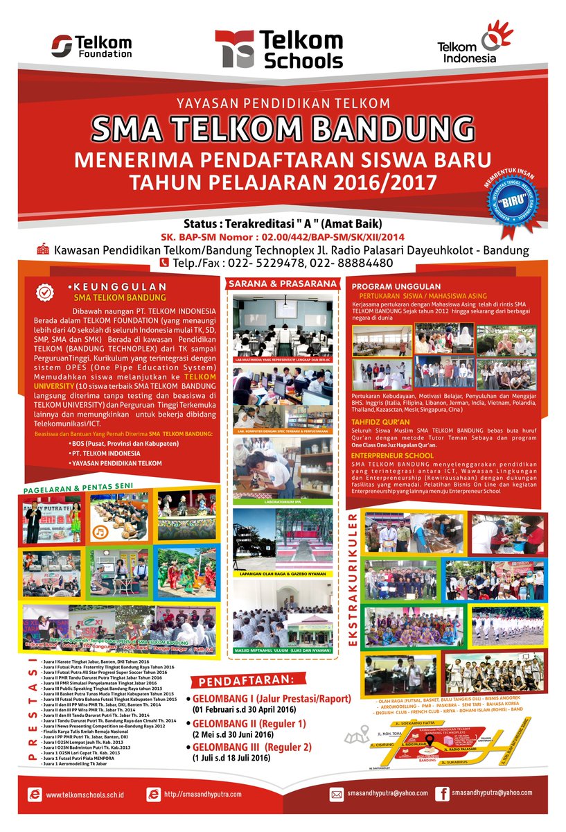 Menerimaan siswa baru SMA Telkom Bdg tahun ajaran 2016/2017 | info:022-5229478 / 085103050409 <a href="/smasandhyputra_/">SMA TELKOM BANDUNG</a>