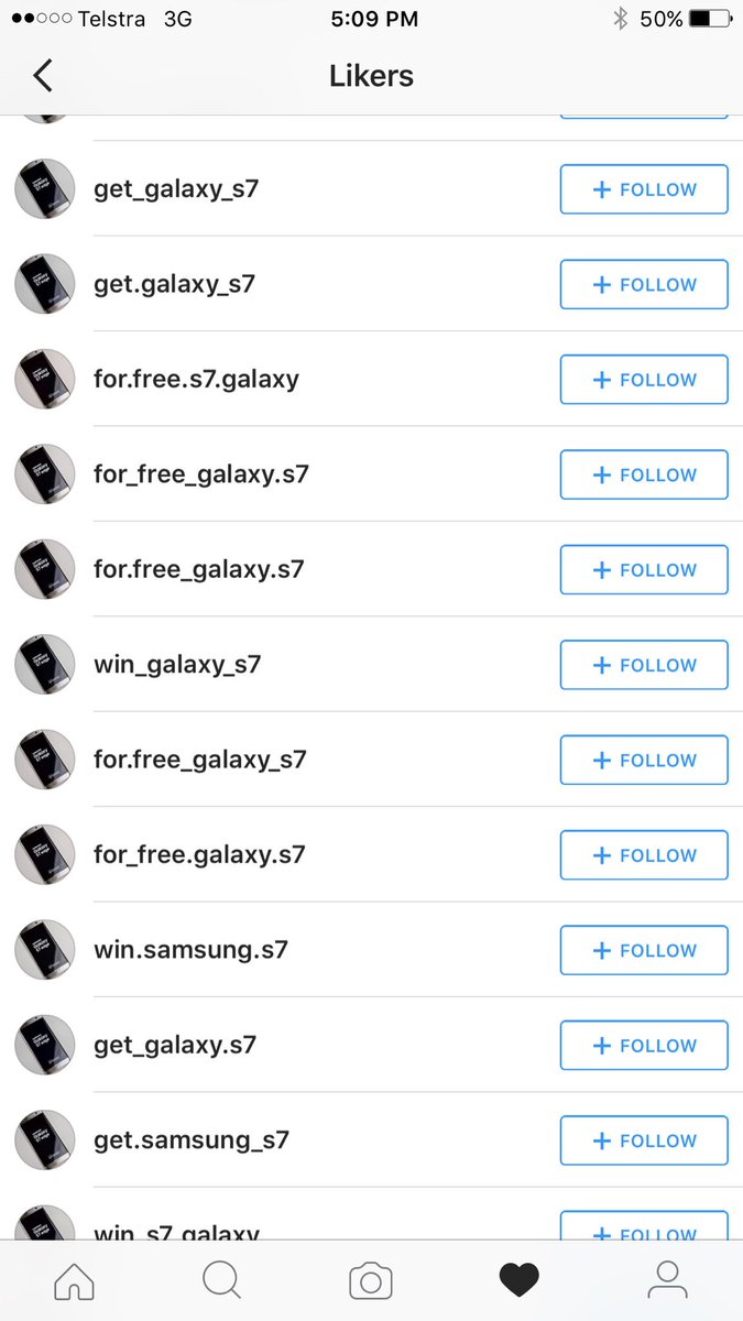 bcurrall80's tweet image. The bots on @instagram really want me to win an S7 #likefest #spamattack