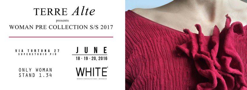 TerreAlteStyle's tweet photo. #Preview
Ti aspettiamo al White di MIlano. Questo weekend presentiamo la Pre-Collezione Primavera/Estate 2017. https://t.co/OAzV4qAsbQ