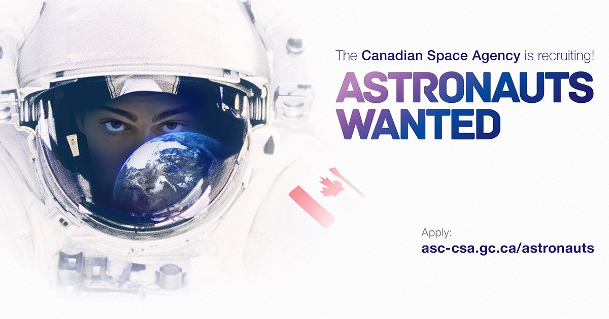 Astronauts wanted! The CSA is recruiting the next space explorers: ow.ly/6GYO301fHFe. #bethenextCDNastro