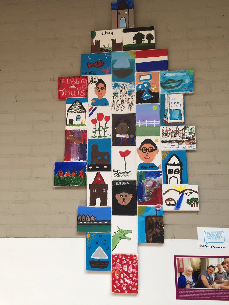 WillemKrooneman's tweet photo. Mooi was dat, openen expositie in het Huiken van schilderijen gemaakt door jeugd @NuborghCollege en vluchtelingen. https://t.co/hQ0WBMN0Bi